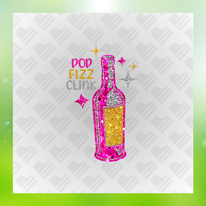 Faux Glitter Pop Fizz Clink Sticker