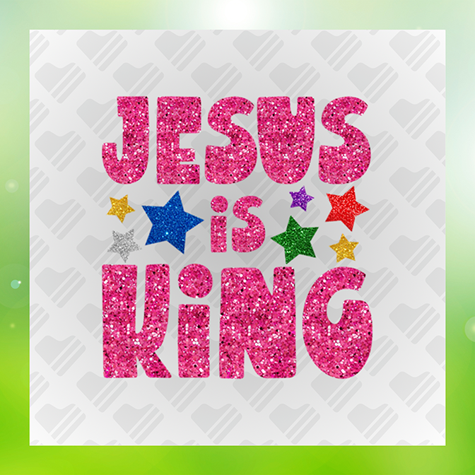 Faux Glitter Jesus is King Sticker