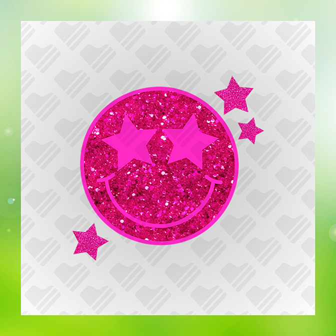 Faux Glitter Pink Emoji Sticker