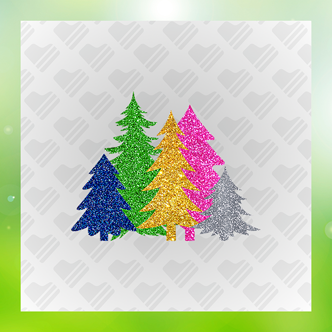Faux Glitter Pine Trees Sticker