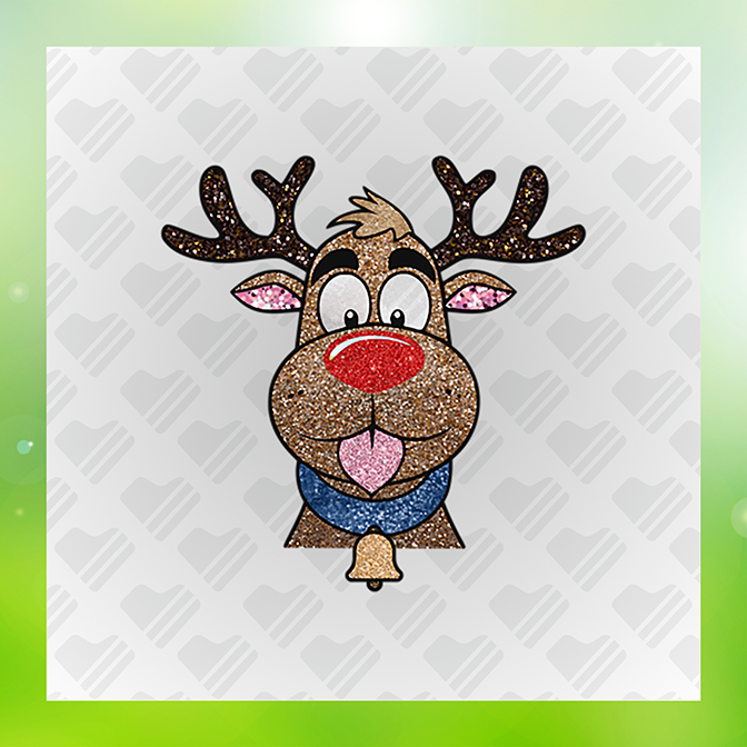 Faux Glitter Rudolph Sticker