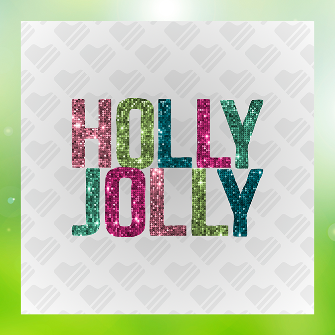 Faux Glitter Holly Jolly Sticker