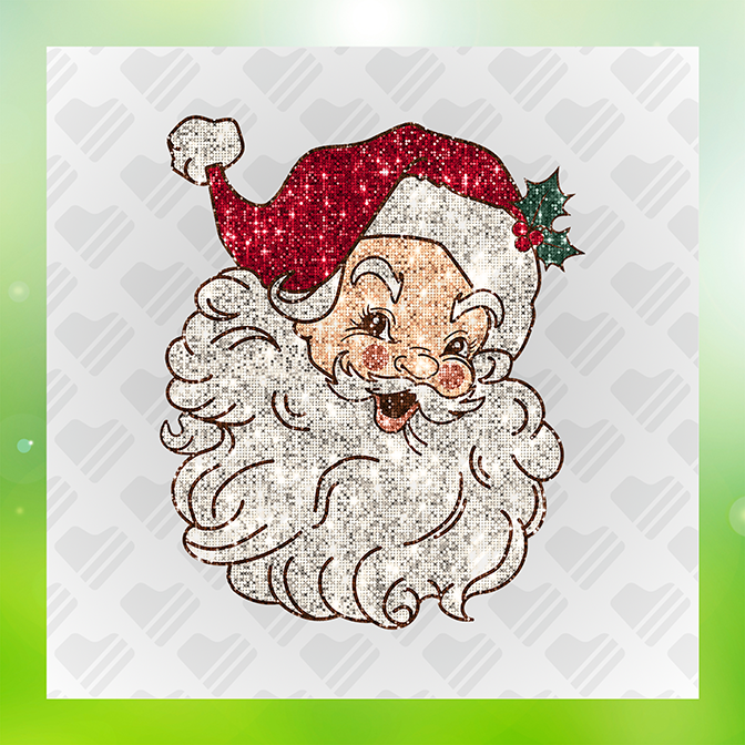 Faux Glitter Red Santa Sticker