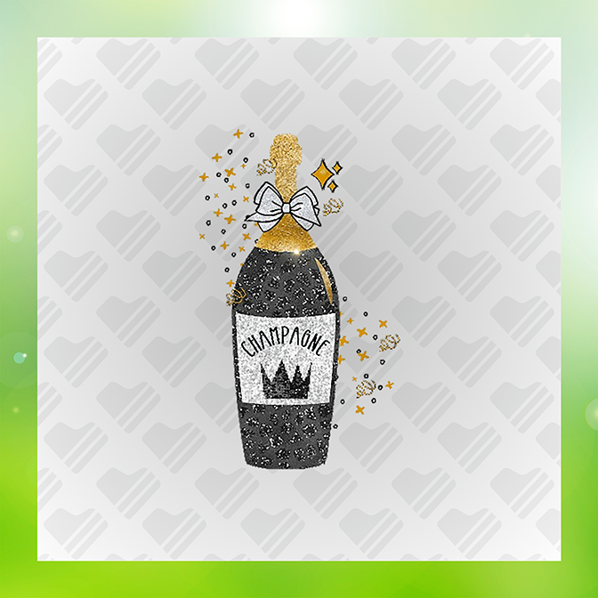 Faux Glitter Champagne Sticker