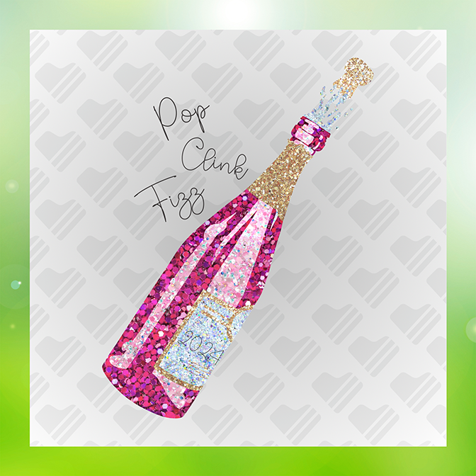 Glitter Look ,No Mess Pop Clink Fizz Sticker