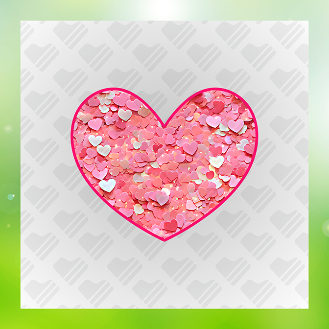 Glitter Look, No Mess Valentines Heart 4 Sticker
