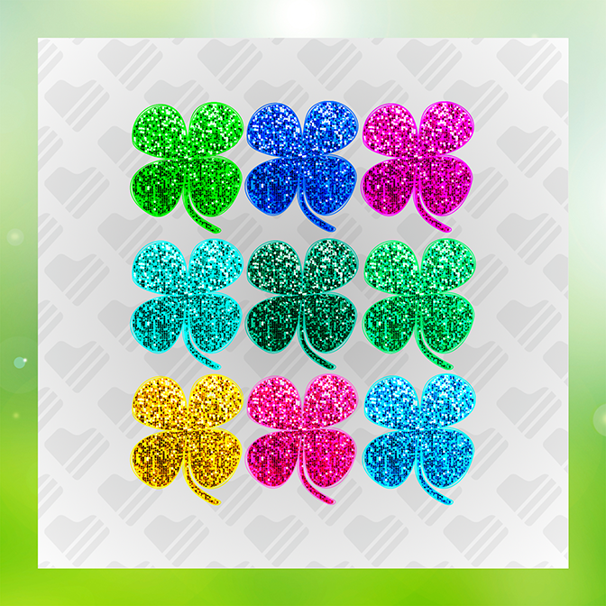 Glitter Look, No Mess Colorful Clovers Sticker