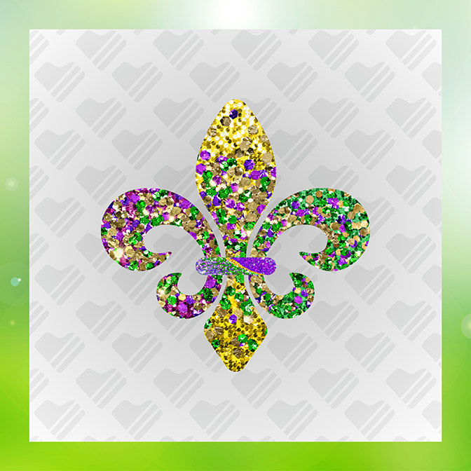Glitter Look, No Mess Mardi Gras Fleur Sticker