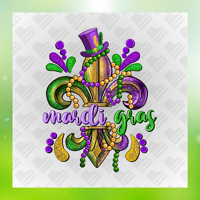 Glitter Look, No Mess Mardi Gras Sticker