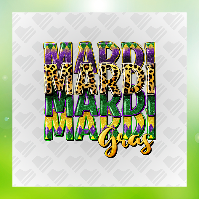 Glitter Look, No Mess Mardi Mardi Gras Sticker