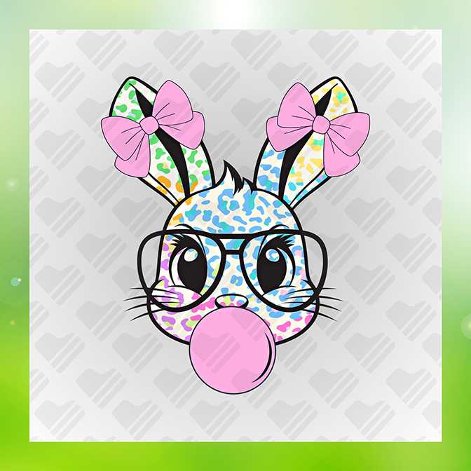 Rabbit Blowing Bubble Gum Sticker