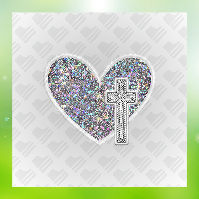 Glitter Look, No Mess Heart Cros Sticker