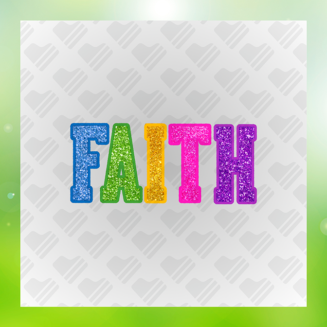 Glitter Look, No Mess Faith Sticker