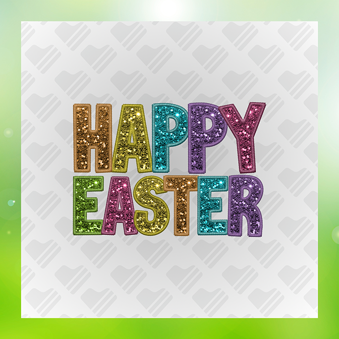 Glitter Look, No Mess Happy Easter Sticker