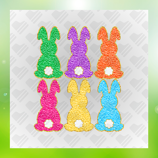 Glitter Look, No Mess Colorful Easter Rabbit Sticker