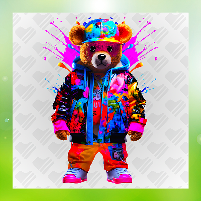 Colorful Splash Teddy Bear Sticker