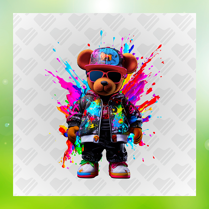 Colorful Splash of Paint Teddy Bear Sticker