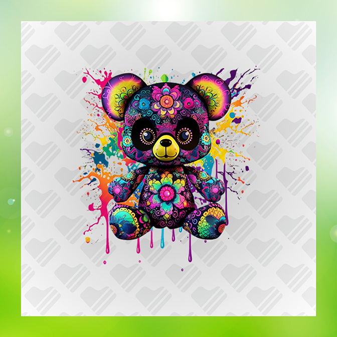 Flowery Decoration Teddy Bear Sticker