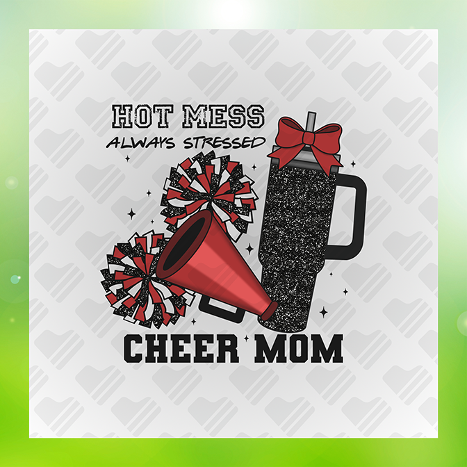 Glitter Look No Mess Cheer Mom Sticker