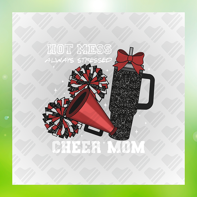 Glitter Look No Mess Cheer Mom Sticker