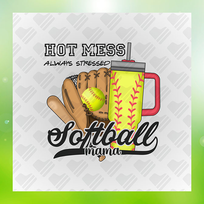 Hot Mess Always Stressed Softball Mama Sticker