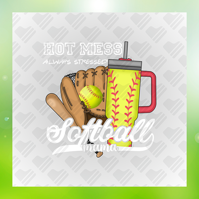 Hot Mess Always Stressed Softball Mama Sticker
