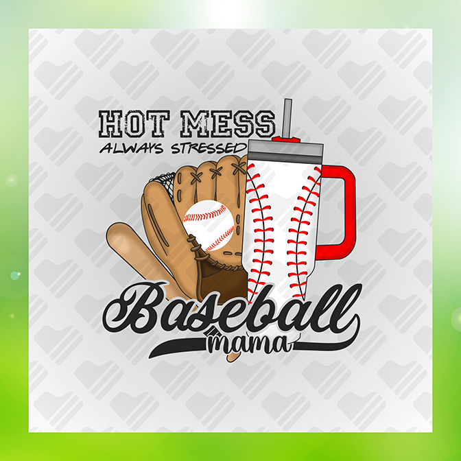 Hot Mess Always Stressed Baseball Mama Sticker