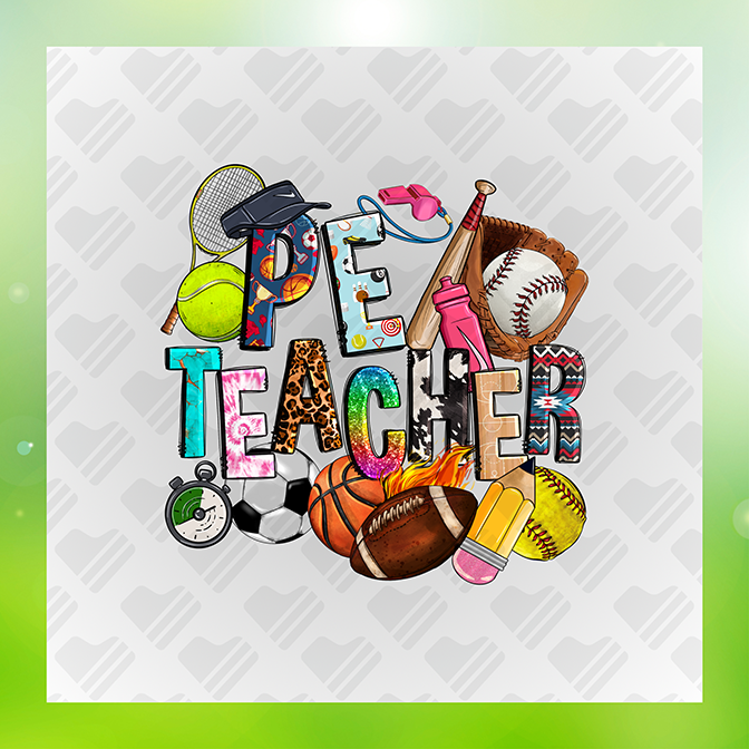 Glitter Look No Mess P.E. Teacher Sticker