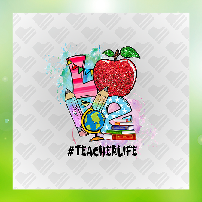 Glitter Look No Mess Love Teacher Life Sticker