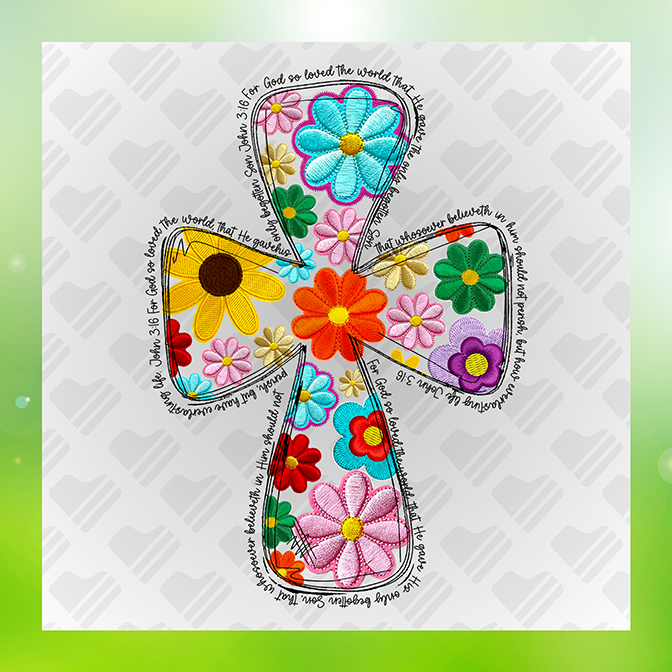Cross Floral Sticker