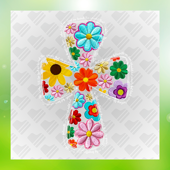 Cross Floral Sticker