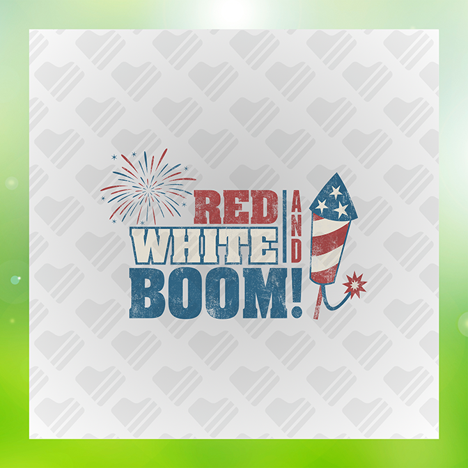 Red and White Boom Sticker