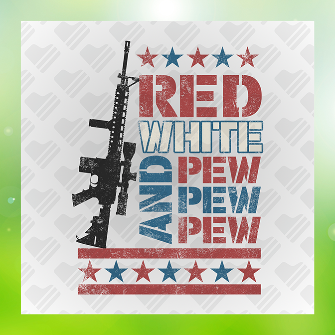Red White and Pew Pew Sticker