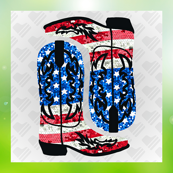 Glitter Look No Mess American Flag Boot Sticker