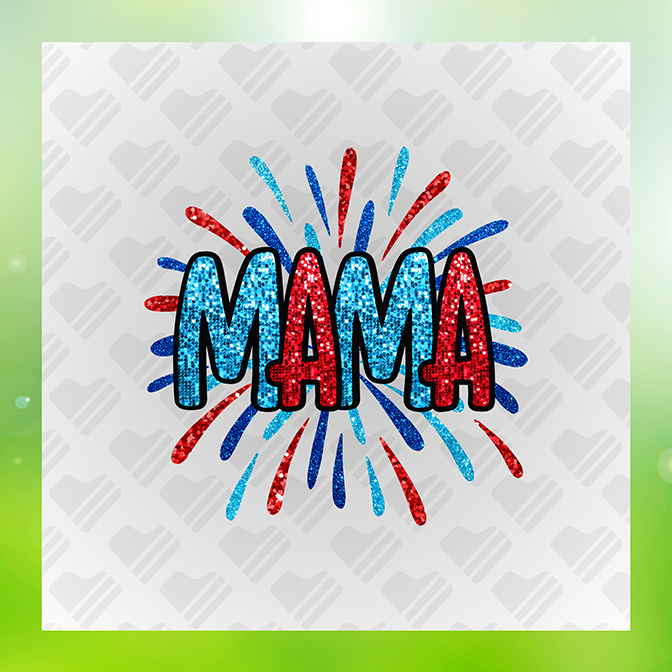 Mama Blue and Red Fireworks Sticker