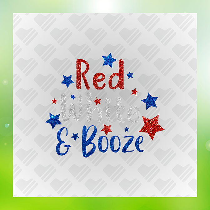 Glitter Look No Mess Red White Booze Sticker