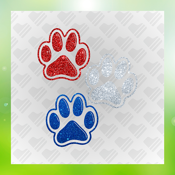 Glitter Look No Mess Paw Prints Sticker