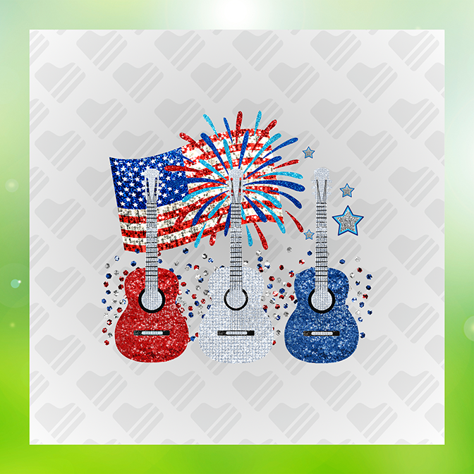 Glitter Look No Mess American Guitar Sticker