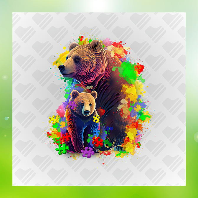 Grizzly Mother Bear & Young Cub Sticker