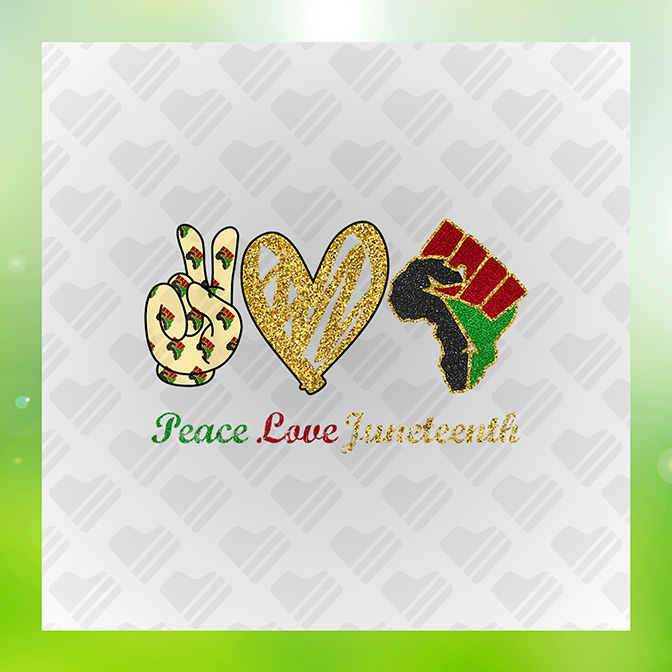 Glitter Look No Mess Peace Love Juneteenth Sticker