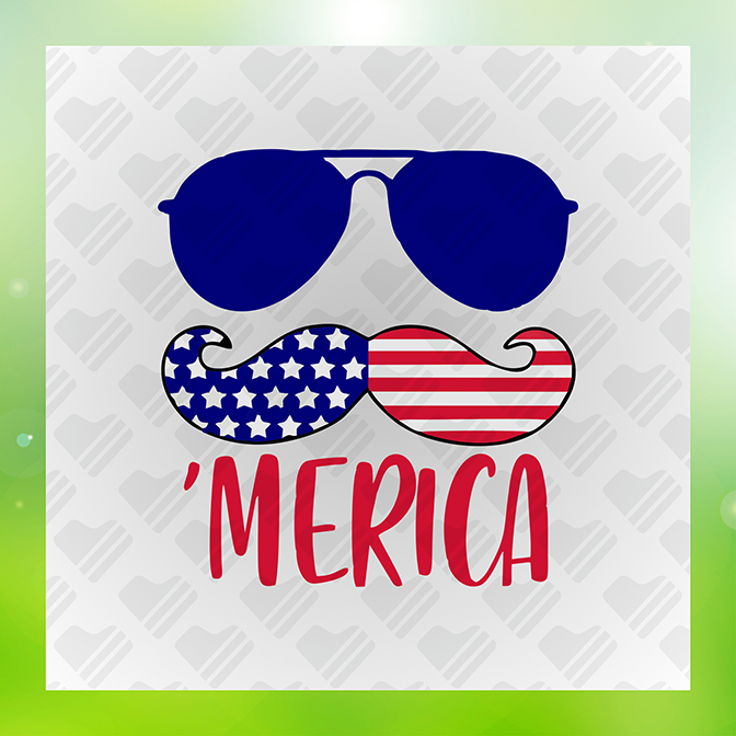 America Sunglass Mustache Sticker