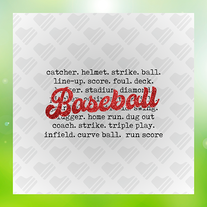 Glitter Look No Mess Baseball Sticker