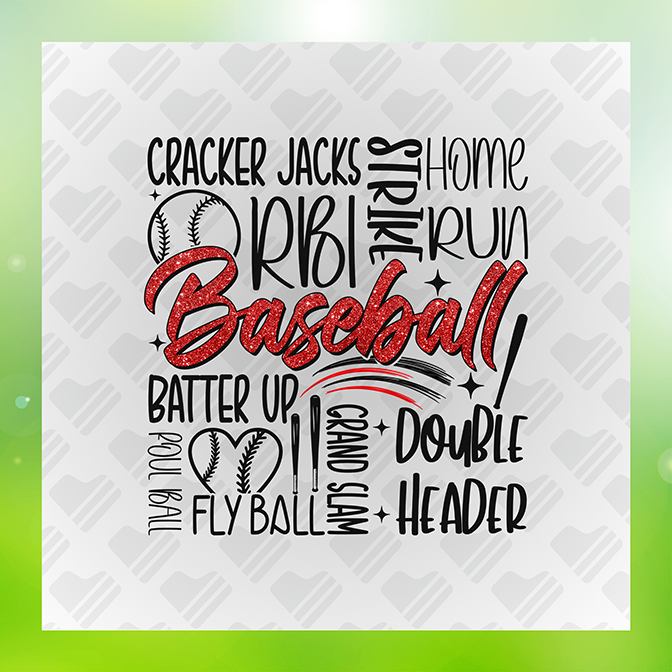 Glitter Look No Mess Baseball Cracker Jacks Sticker
