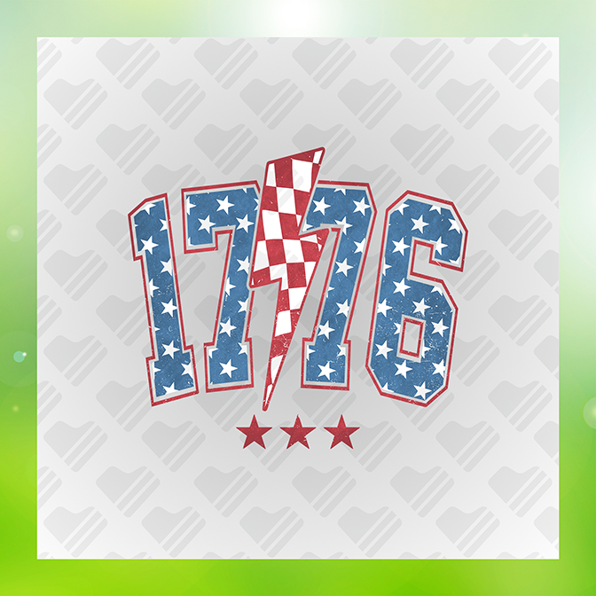 Patriotic 1776 Heat Transfer Design for Apparel