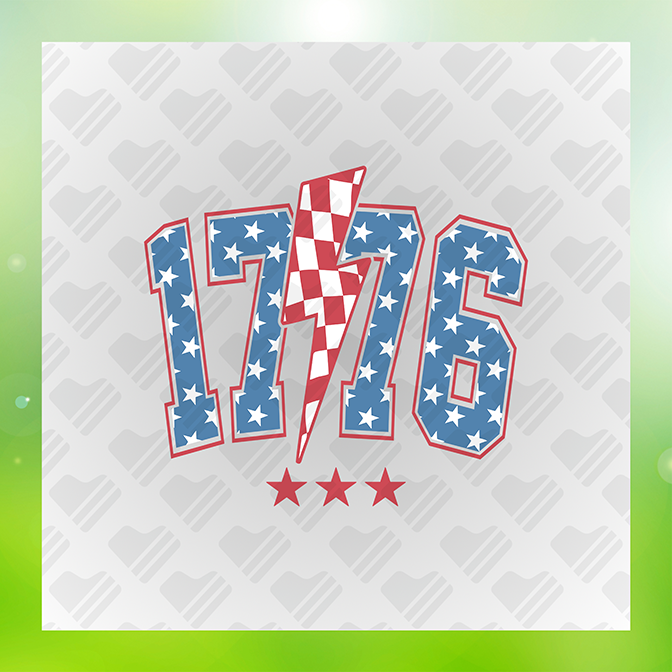 Patriotic 1776 Heat Transfer Design for Apparel