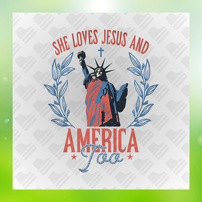 She Loves Jesus & America Sticker
