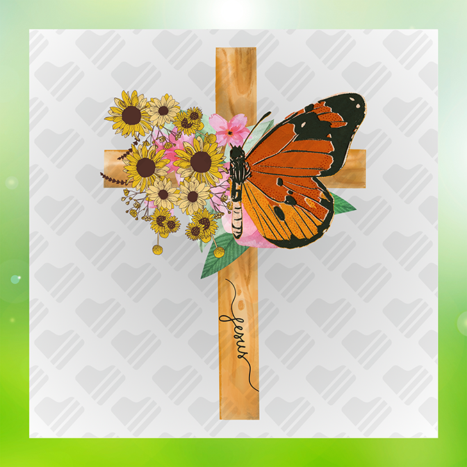 Jesus Cross Flowers Floral Christian Sticker