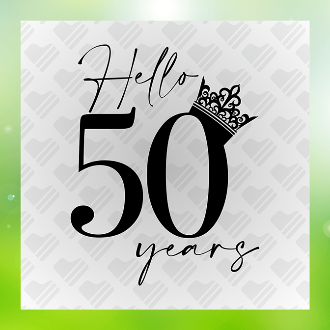 Glitter Look No Mess Hello 50 Year Birthday Sticker