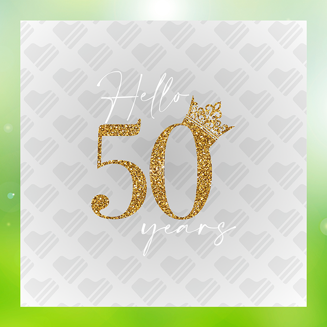 Glitter Look No Mess Hello 50 Year Birthday Sticker
