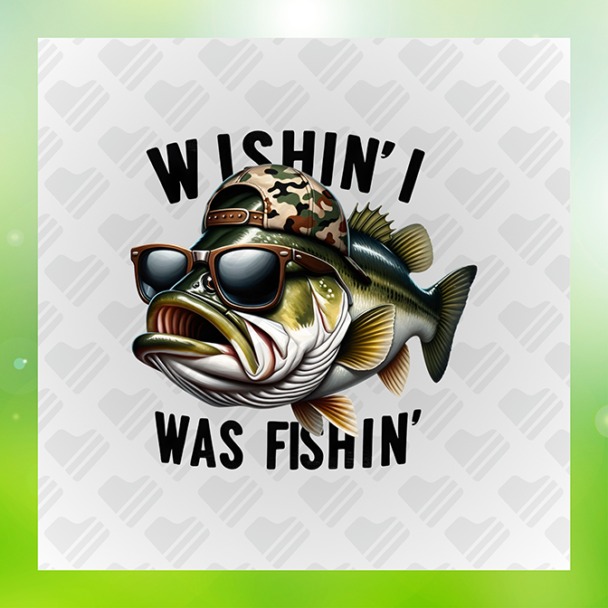 Wishin' I Was Fishin' Fishing Sticker
